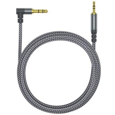 3.5mm to 2.5mm Aux Audio Cable (6.6FT), 90 Degree Right Cord 1-Pack, Grey 