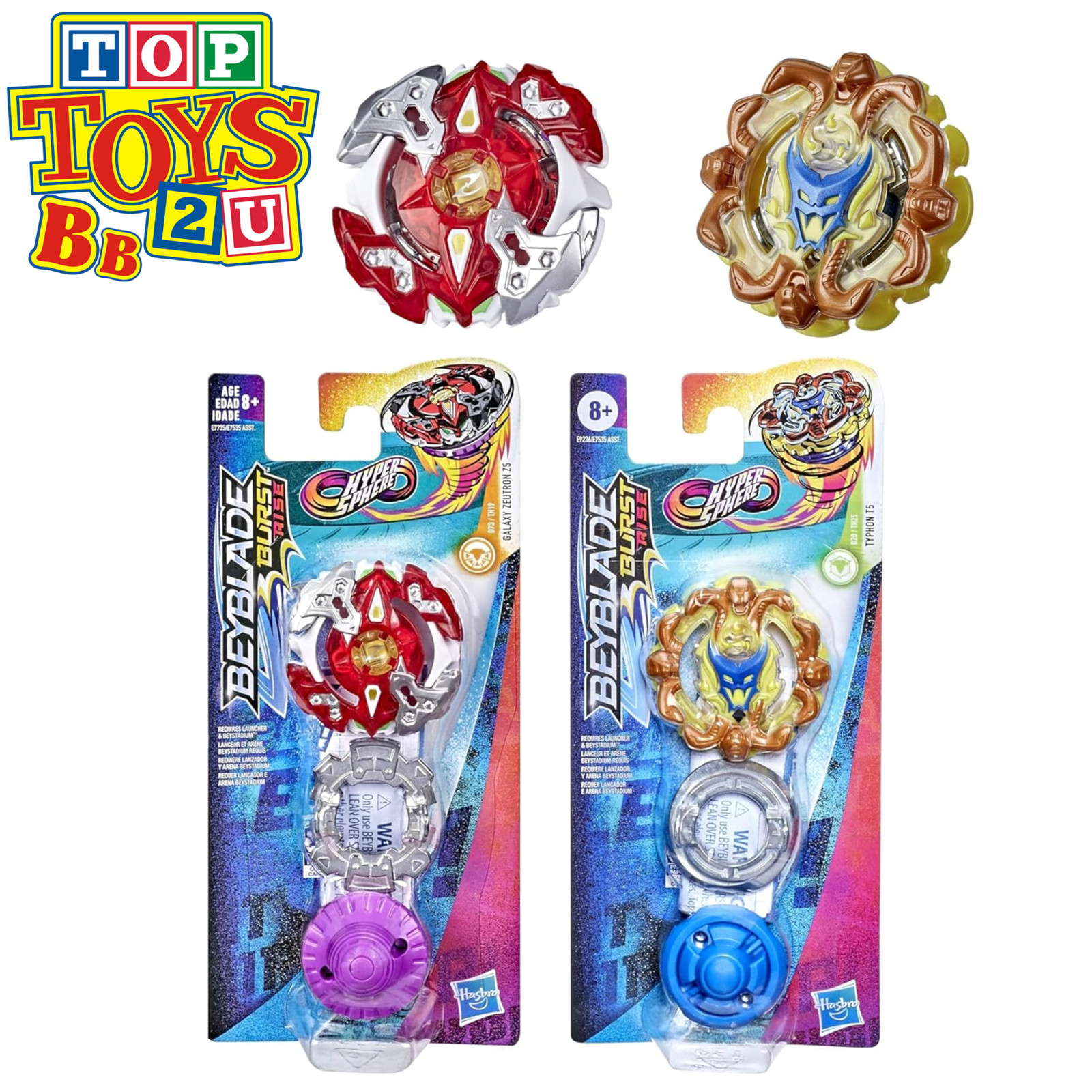 Bey-Blade Burst Rise Twin Pack - Galaxy Zeutron Z5 & Hypersphere Typhon T5