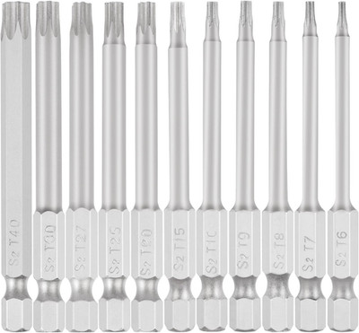 11PC Torx Bit Set T6-T40 1/4'' Hex S2 Steel 3'' Security Screwdriver Drill