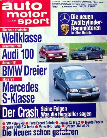 3) Auto Motor Sport AMS 21/1990 - VW Passat 2.0i GL mit - Citroen XM 3.0 V6 Aut