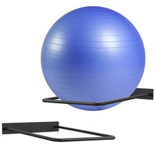 Wall Mounted Black Metal Exercise Ball Storage Rack Home Gym Yoga Holder