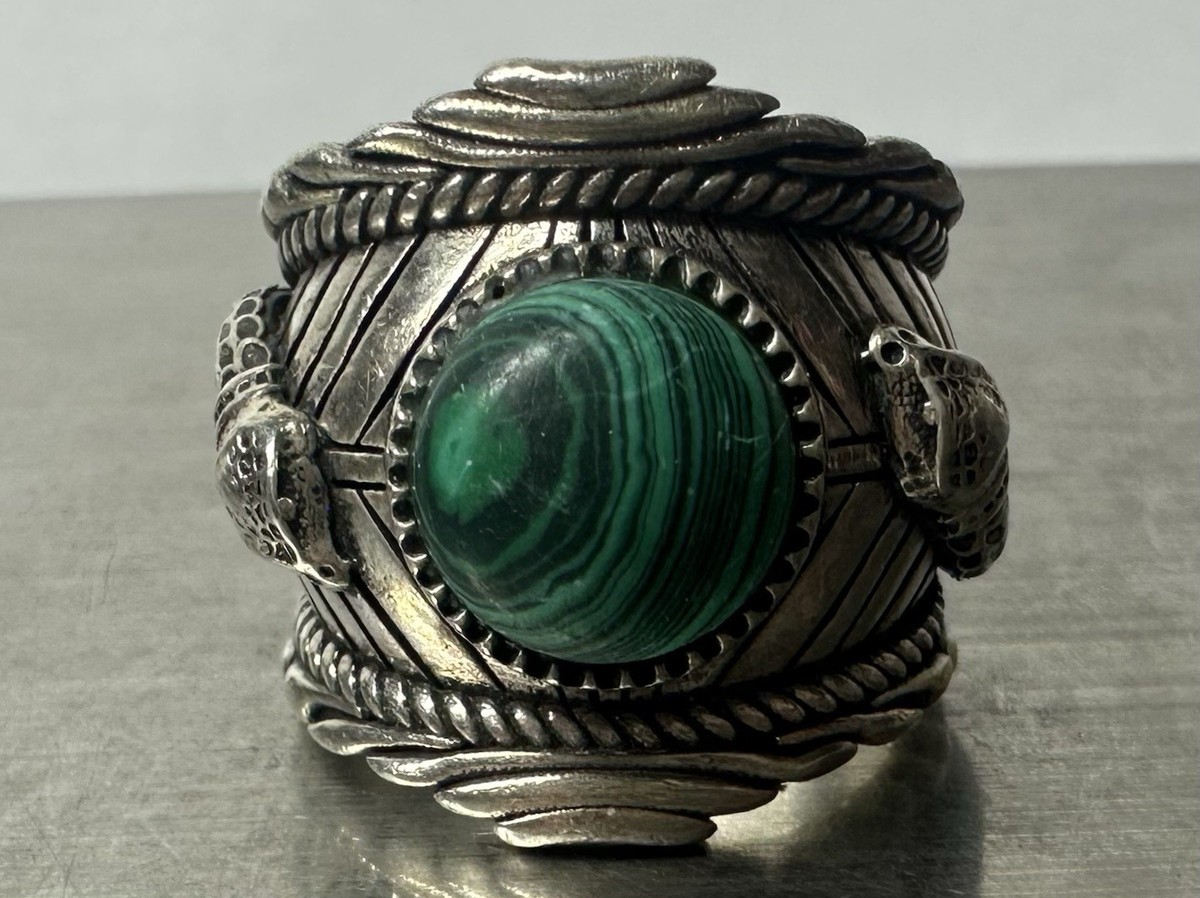Authentic Gucci Garden Double Snake Malachite Ring (Size 7) 925