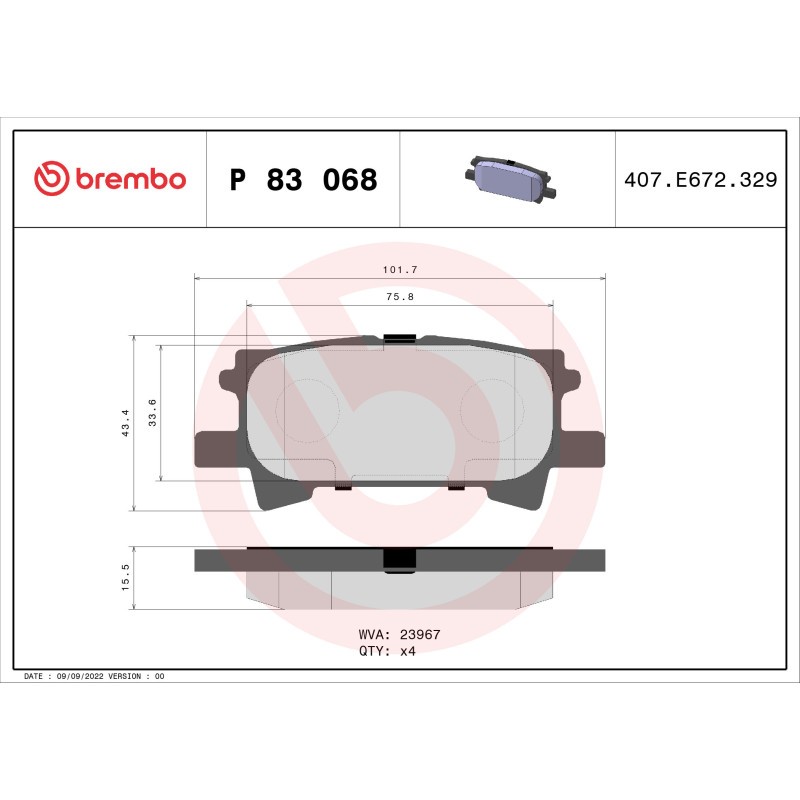 Brembo Jeu De Plaquettes De Frein P 83 068 - Image 3