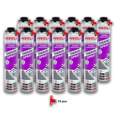 INSOLA Thermo Spray 3D PU-Isolierschaum, `12 x 850 ml   Effektive Sprühdämmung