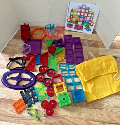 3D Magnetic Building Blocks/Tiles 170 PCs  Bonus Storage Container & Bag