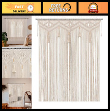 Boho Macrame Curtains for Bedroom & Living Room, Beaded Doorway Panel 52"x72