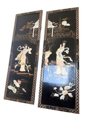 Vintage Chinese Black Lacquer Wall Panels 12x...
