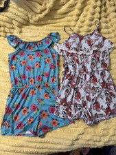Girls Summer Tropical Jumpsuit Romper Lot Two Size 10/12