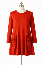 Betabrand Dress Size XS Rust Pumpkin Spice Pockets Long Sleeve Stretch Comfort