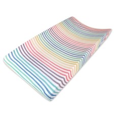 Girls Organic Cotton Changing Pad Cover Rainbow Stripe One Size