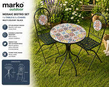 Mosaic Garden Bistro Table/ Folding Chairs Home Furniture Outdoor Patio Dining