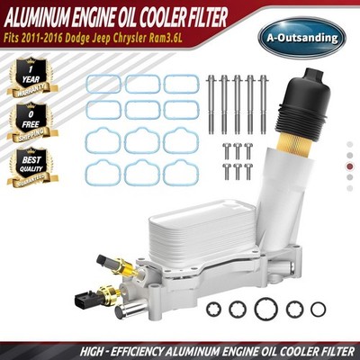 Aluminum Engine Oil Cooler Filter Housing Fit Dodge Jeep Chrysler Ram 3.6L 11-16