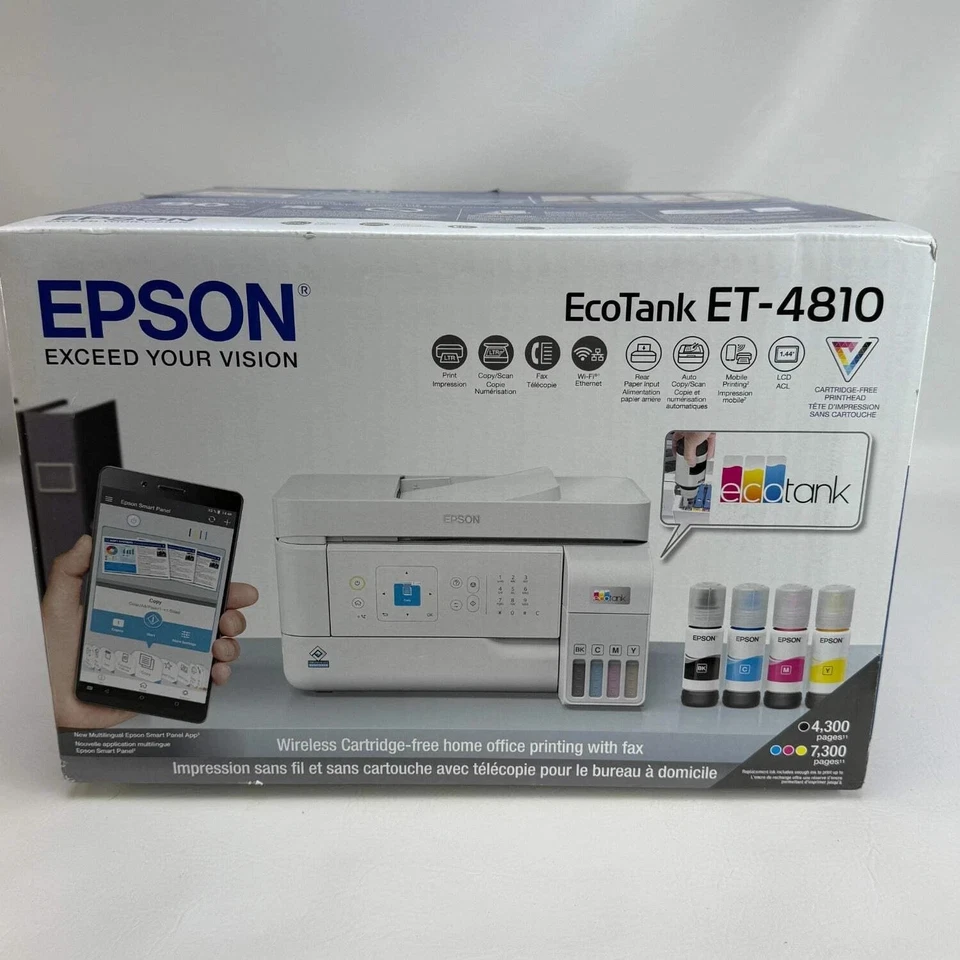 Epson EcoTank ET-4810 Wireless All-in-One Supertank Printer Copier Scanner Fax - Image 4 of 4