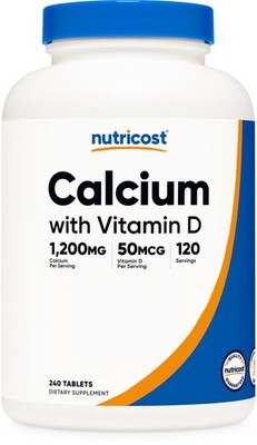 Nutricost Calcium with Vitamin D, 240 Tablets - 240 Count (Pack of 1) 