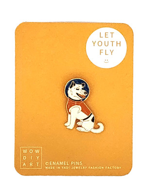 New Laika Astronaut Space Dog Rocket Programs Russian Soviet Enamel Lapel Pin
