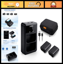 2PACK NP-FZ100 Replacement Batteries  Dual USB Charger for Sony Cameras A1 A9 A