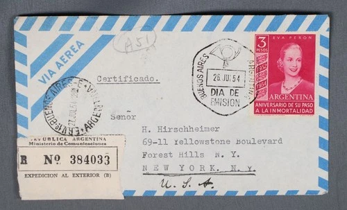 MayfairStamps Argentina FDC 1954 Eva Peron Death Anniversary First Day Cover aaw