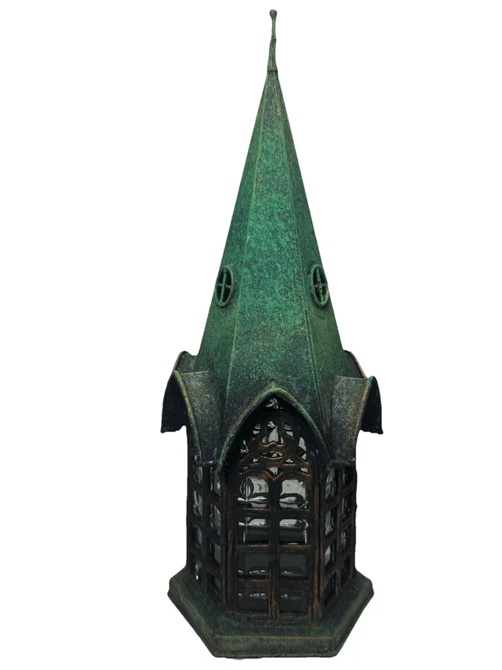 哥特式金属Steeple茶烛窗铰链门老铜Patina Ren Faire — 第 4/4 张图片