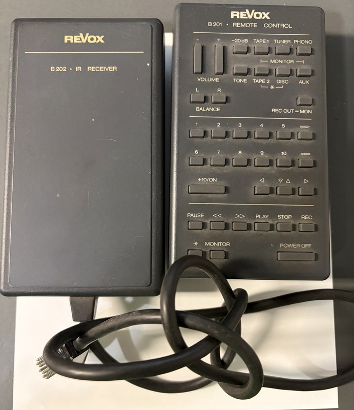 Revox B201 Remote and Revox B202 IR Remote Receiver Used