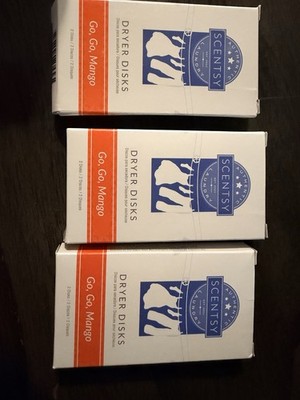 Scentsy Dryer Disk  3 Boxes of Go Go Mango New In Box