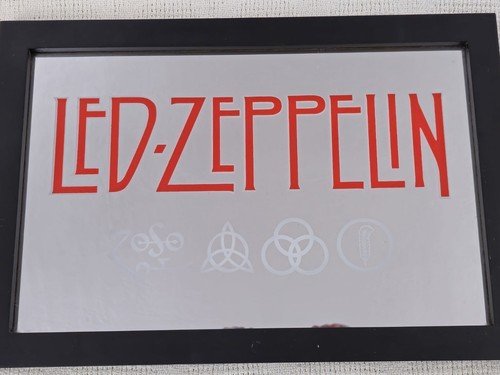 Vintage LED Zeppelin Mirror Sign Red & Black Framed Bar Man Cave Clean ...