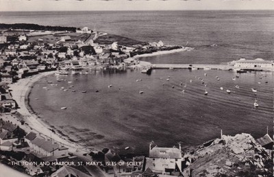 Isles of Scilly Town and Harbour St Marys RPPC James Gibson Postcard Posted 1963