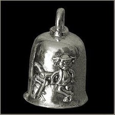 Pewter Motorcycle Gremlin Bell Cool Hawg Pig Made in the USA