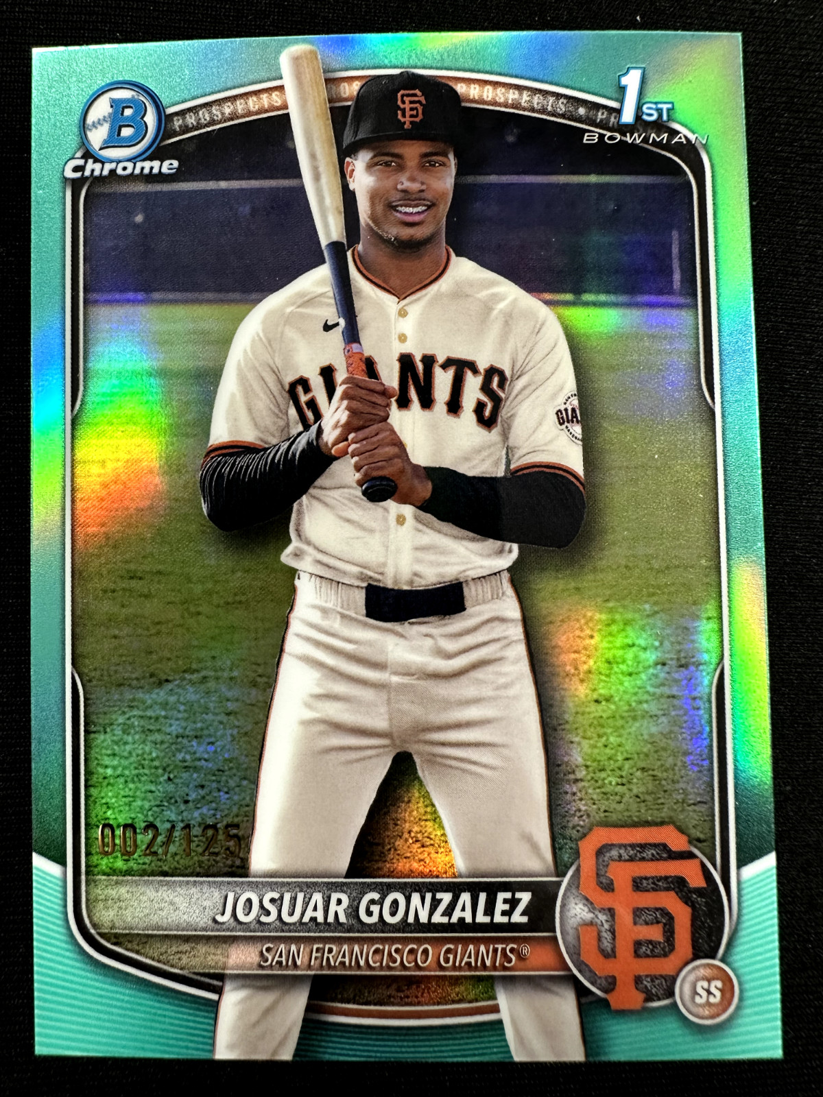 2025 BOWMAN CHROME 1ST JOSUAR GONZALEZ AQUA REFRACTOR 002/125