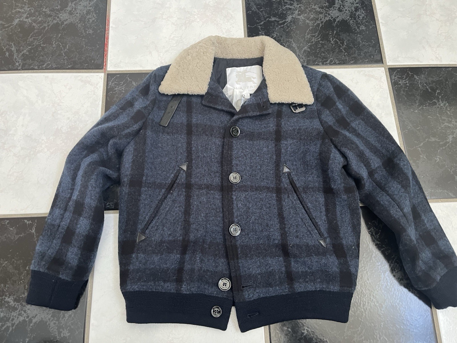 NWT 100percent AUTH Burberry Boys Wool Blend Plaid Bomber Jacket Sz 10Y