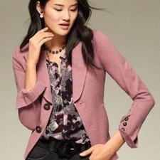 CAbi Mauve Pink Knit Blazer Jacket Size 8 Teacher Office Workwear
