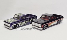 SET 2 HOT WHEELS '83 CHEVY SILVERADO HW SHOWROOM PURPLE  100TH CHEVY TRUCKS