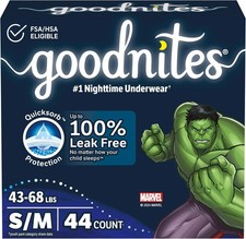 Goodnites Boys' Nighttime Bedwetting Underwear, Size S/M, 44 Ct 2 Packs of 22 