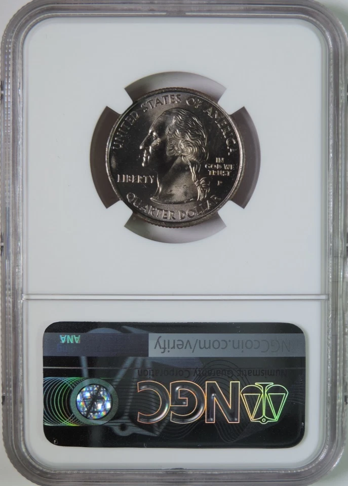 2001 P Rhode Island State Quarter Reverse Die Break Cud Mint Error NGC MS65 GEM - Image 2 of 4
