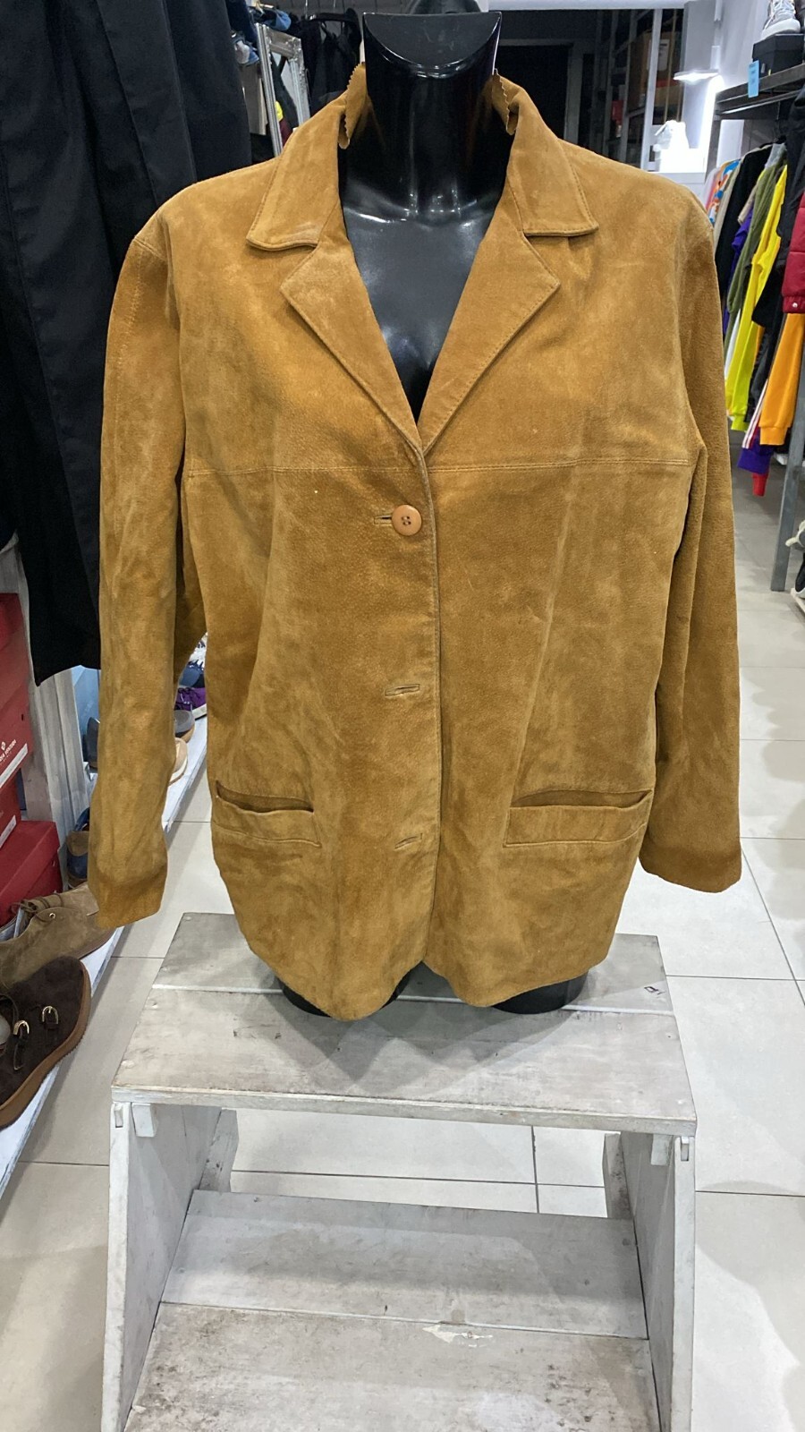 Leather Jacket Used Woman Size 46 Brown Camel XYE193L