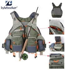 Fly Fishing Vest Pack For Men Adjustable Size Breathable Mutil-Pocket Vest
