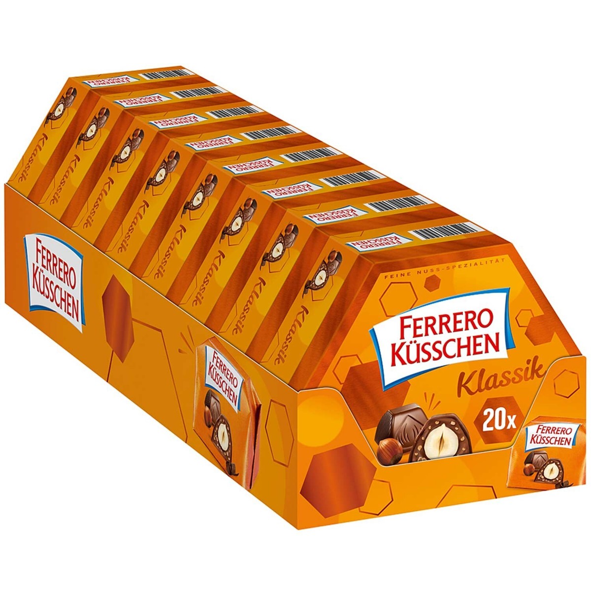 8 Boxes Ferrero Küsschen Hazelnut Pralines with milk and