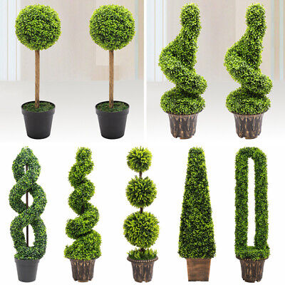 Artificial Topiary Tree & Ball Flowers Buxus Boxwood Plants in Pot Garden CF Artificial Topiary Tree & Ball Flowers Buxus Boxwood Plants in Pot Garden CF