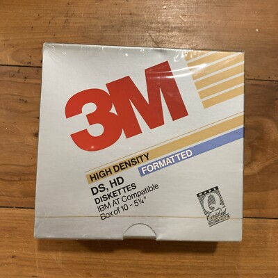 3M 5 1/4'' 5.25'' High Density DS, HD Diskettes 10 Pack NOS IBM AT Compatible 