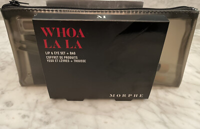 Morphe Whoa La La Lip & Eye Set 5 Pc  Palette Lip Gloss 2 Brushes Bag NEW In Bag