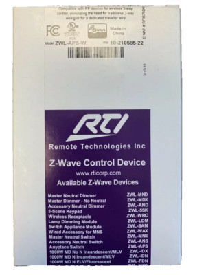 RTI Any Place Switch White, ZWL-APS-W