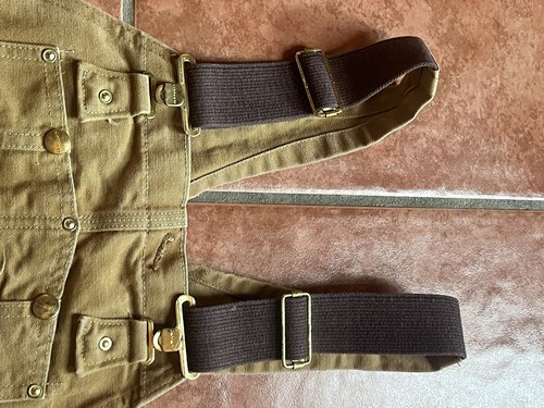 CARHARTT Bib Overalls Tan Heavy Denim 34 X 32 - Picture 9 of 12