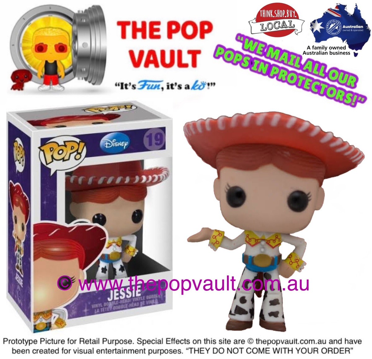 FUNKO POP VINYL DISNEY PIXAR TOY STORY #19 JESSIE BNIB + PROTECTOR