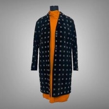 New Gorgeous Hermes Rare Metal Studded Black Calfskin Suede Coat EU 38