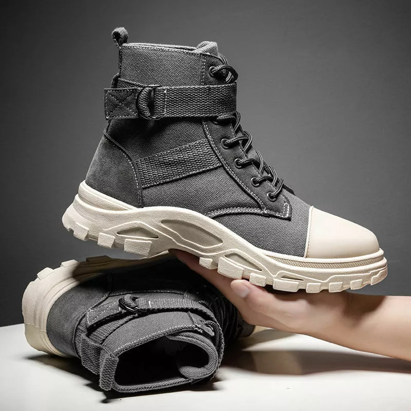 Injusticia mínimo Aumentar Botas Militares De Lona Para Hombres Zapatos Altos De Invierno Botines  Chelsea | eBay