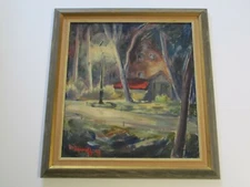 Antique Painting Landscape Mid Century Modern Impressionism Modernism 1940’s