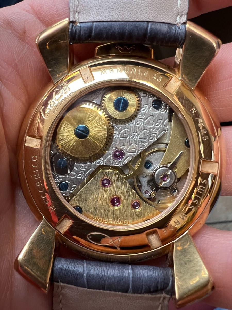 GAGA MILANO ITALY N.7065 MANUALE 48 MECCANICO SWISS LEATHER  