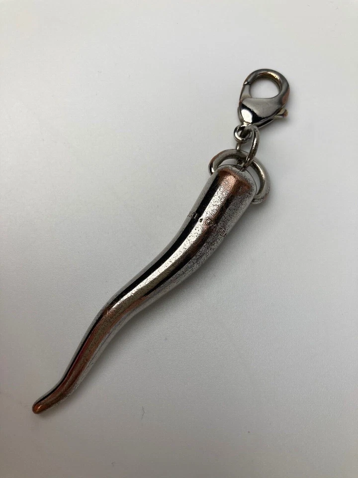 DOLCE & GABBANA VINTAGE ICONICO CIONDOLO CORNO ARGENTO METALLO COLLANA CHARM D&G - Immagine 3 di 4