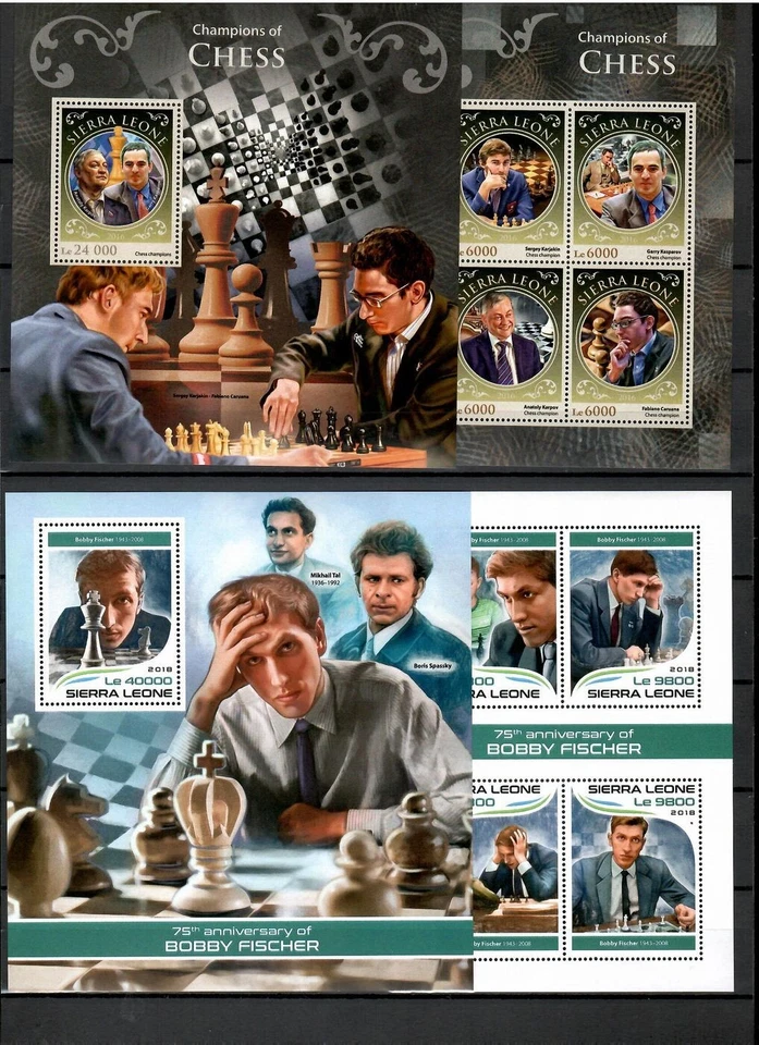 CHESS - Pt. 4 / countries S-T / collection 73 souvenir sheets MNH #CNA321 - Image 2 of 4