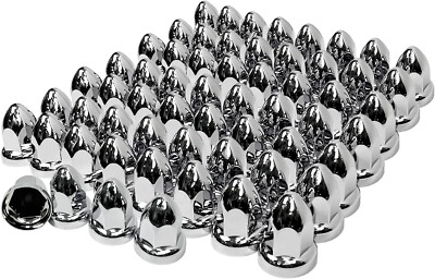 33mm Chrome ABS Plastic Lug Nut Covers Caps With Flange Push On Bullet For Semi