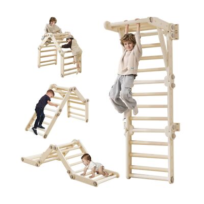 Toddler Climbing Toys,Kids Pikler Triangle Set,Montessori Play Gym,Multifunct...